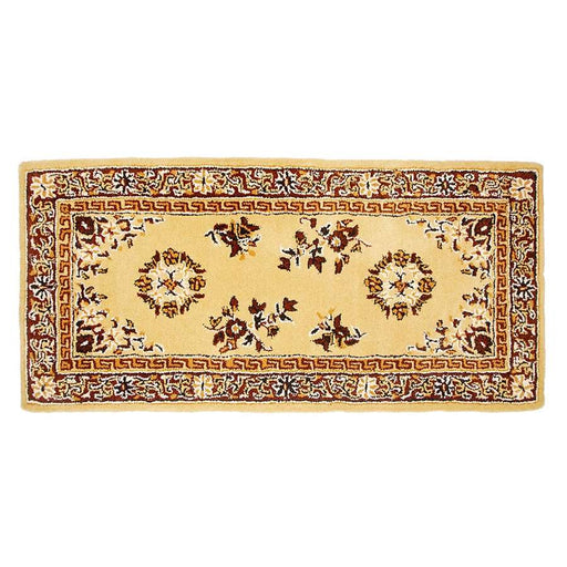 Minuteman International Oriental 56x26in Rectangular Hearth Rug | Traditional Beige 100% Virgin Wool | Fireplace & Entryway Floor | Model H-31