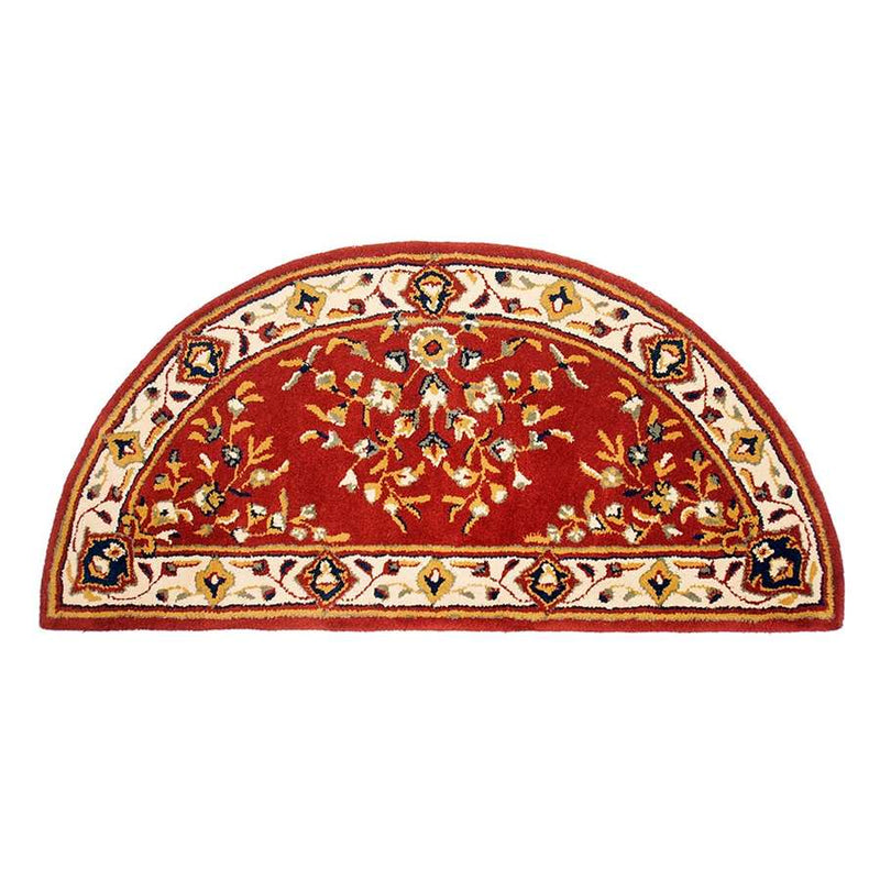 Minuteman International Oriental 56x26in Half Round Rug | Burgundy 100% Virgin Wool | Hearth & Fireplace Floor Protection | Model H-35