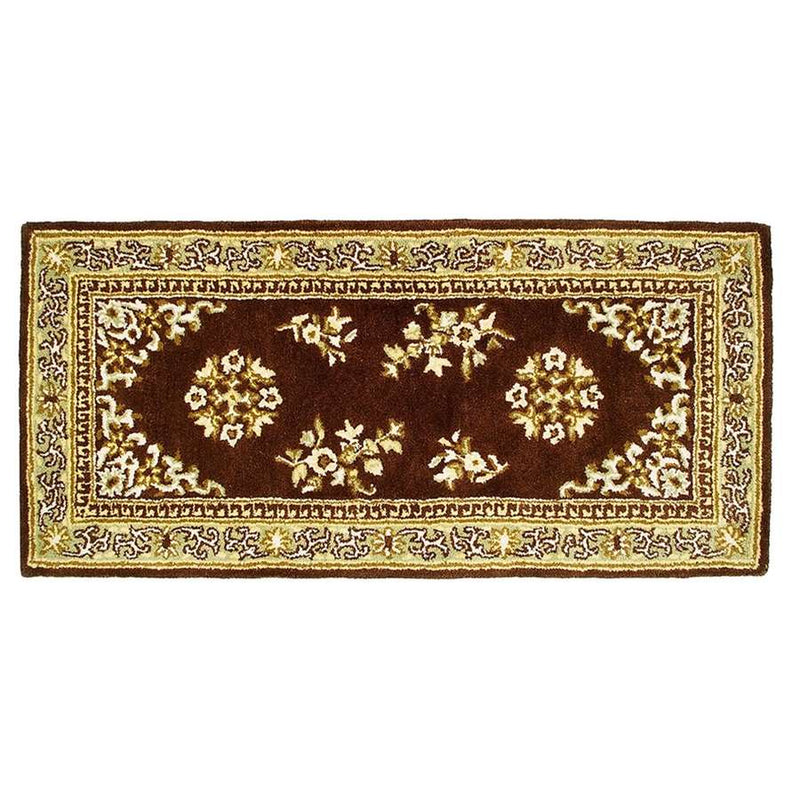 Minuteman International Oriental 56x26in Rectangle Area Rug | Traditional Coffee Wool Hearth Rug | Fireplace & Entryway Floor Protection | Model H-38