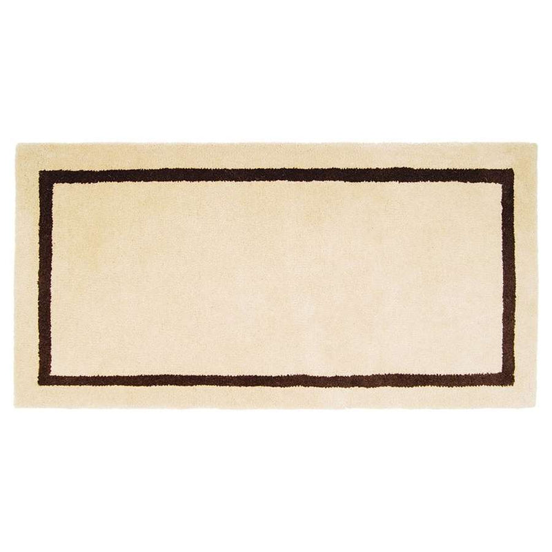 Minuteman International Mesa 44in Rectangular Wool Area Rug | Contemporary Solid Tan with Coordinating Border | Living Room & Hearth Rug | Model H-5