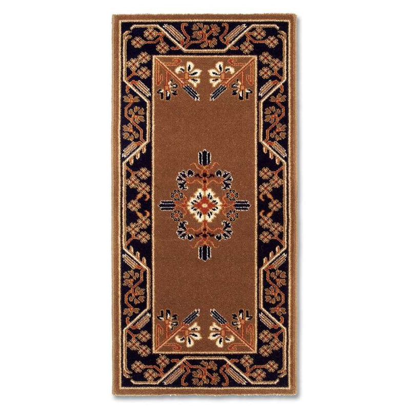 Minuteman International Jardin 44 x 22 in Rectangular Wool Hearth Rug | Traditional Turkish-Inspired Cocoa | Fireplace & Entryway Floor | Model H-601