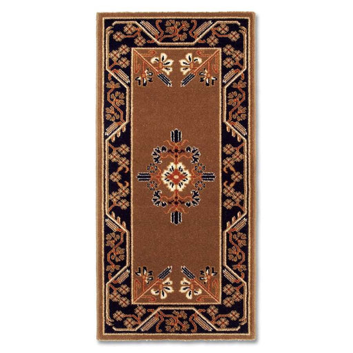 Minuteman International Jardin 44 x 22 in Rectangular Wool Hearth Rug | Traditional Turkish-Inspired Cocoa | Fireplace & Entryway Floor | Model H-601