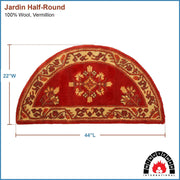 Minuteman International Jardin 44in Half Round Rug | Vermillion 100% Virgin Wool Hearth Rug | Fireplace & Entryway Floor Protection | Model H-603