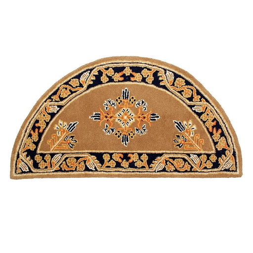 Minuteman International Jardin 44 x 22 in Half Round Hearth Rug | Cocoa 100% Virgin Wool | Fireplace & Entryway Floor Protection | Model H-604