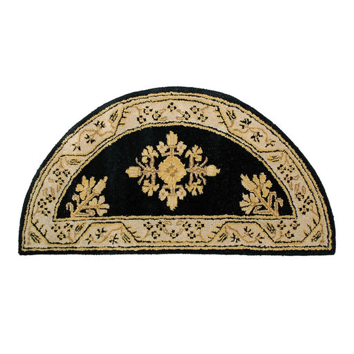 Minuteman International Jardin 44 x 22 in Half Round Rug | Noir Wool Hearth & Entryway Mat | Fireplace & Door Mat | 44 x 22 x 0.5 in | Model H-605