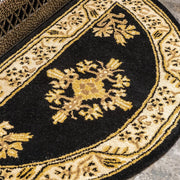 Minuteman International Jardin 44 x 22 in Half Round Rug | Noir Wool Hearth & Entryway Mat | Fireplace & Door Mat | 44 x 22 x 0.5 in | Model H-605