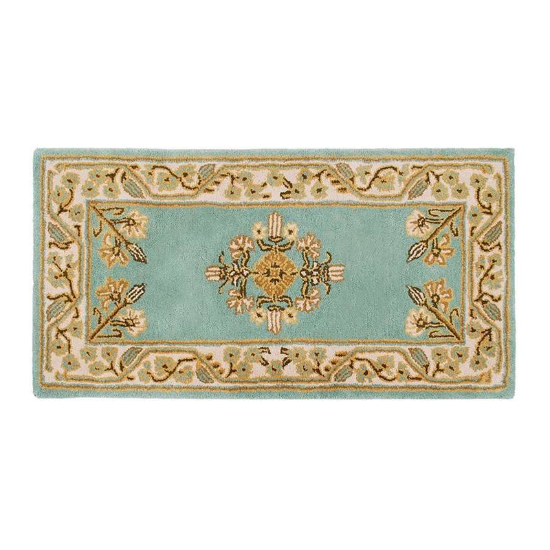 Minuteman International Jardin 44 x 22 in Wintergreen Wool Hearth Rug | Traditional Turkish-Inspired Medallion Design | Fireplace & | Model H-607