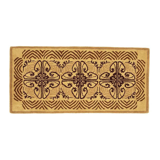 Minuteman International Art Deco Hearth Rug 56x26in | Cocoa Wool Tabriz Design | Fireplace & Entryway Floor Protector | 56 x 26 x 0.5 in | Model H-62
