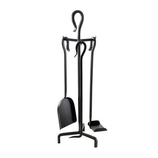Minuteman International MINI 4-Piece Fireplace Tool Set | Wrought Iron Black Powder Coated | Hearth & Fireplace Accessory | Model MINI-11