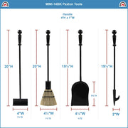 ACHLA Minuteman Paxton Mini Fireplace Tool Set | Traditional Cast Iron Black Powder Coat | Wood & Pellet Stove Tending | Model MINI-14BK