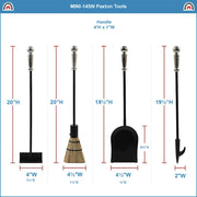 ACHLA Minuteman Paxton Mini Fireplace Tool Set | Cast Iron with Satin Nickel Accents | Wood & Pellet Stove Tending | Model MINI-14SN