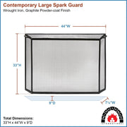 Minuteman International Spark Guard Screen 44in W x 33in H | Graphite Wrought Iron Fireplace Screen | Living Room & Hearth Protection | Model S-54L