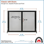 Minuteman International Classic Fireplace Screen with Doors 44in | Graphite Wrought Iron | Living Room & Covered Patio | 44 x 5 x 33 in | Model S-63L