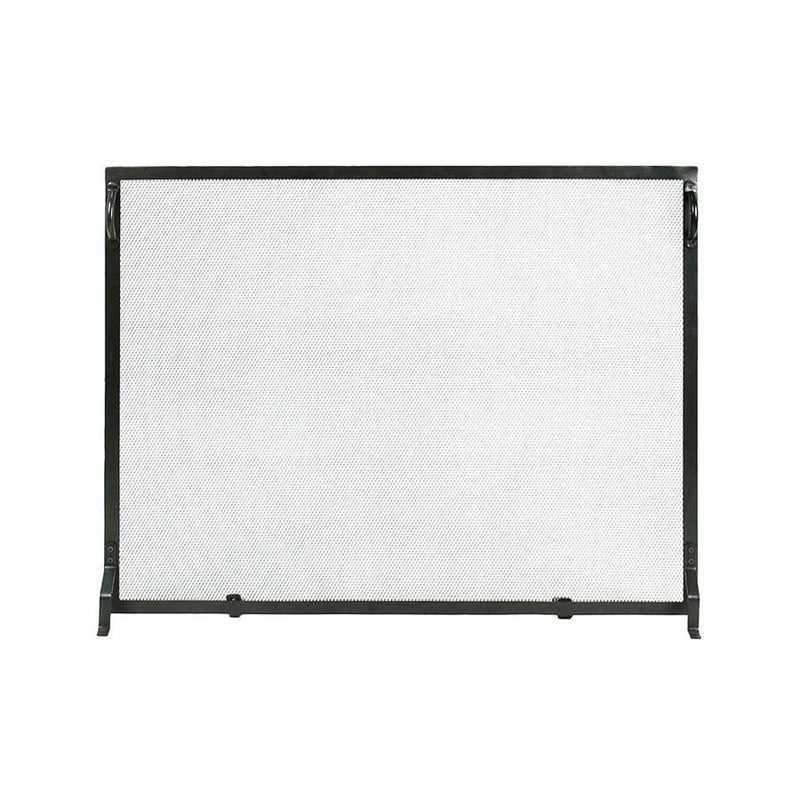 Minuteman International Plain Fireplace Screen 38x30in | Black Powder Coated Wrought Iron | Indoor & Outdoor Hearth Safety | Model SA-3830