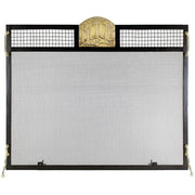 ACHLA Minuteman International Forest Fox 38in Flat Fireplace Screen | Wrought Iron Matte Black Frame with Polished Brass Accents | Model SES-3830PF