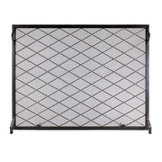 ACHLA Harlequin 38x30in Flat Fireplace Screen | Wrought Iron Black Powdercoat with Brass Accents | Living Room & Hearth Protection | Model SF-3830