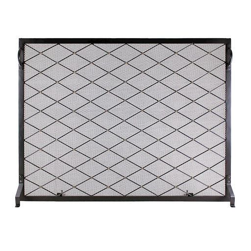 ACHLA Harlequin 38x30in Flat Fireplace Screen | Wrought Iron Black Powdercoat with Brass Accents | Living Room & Hearth Protection | Model SF-3830
