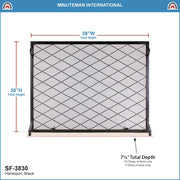 ACHLA Harlequin 38x30in Flat Fireplace Screen | Wrought Iron Black Powdercoat with Brass Accents | Living Room & Hearth Protection | Model SF-3830