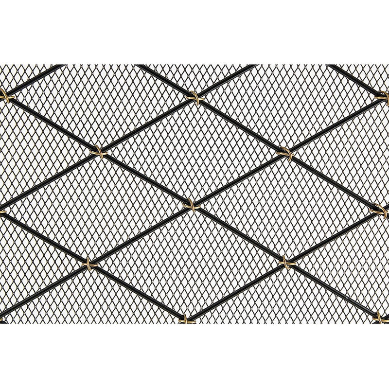 ACHLA Harlequin 38x30in Flat Fireplace Screen | Wrought Iron Black Powdercoat with Brass Accents | Living Room & Hearth Protection | Model SF-3830