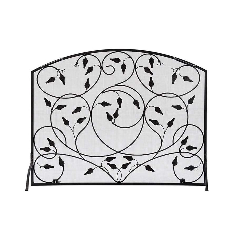 Minuteman International Leaves Flat Fireplace Screen | Wrought Iron Matte Black | Living Room & Hearth Accent | 38 x 11.5 x 29.75 in | Model SS-37