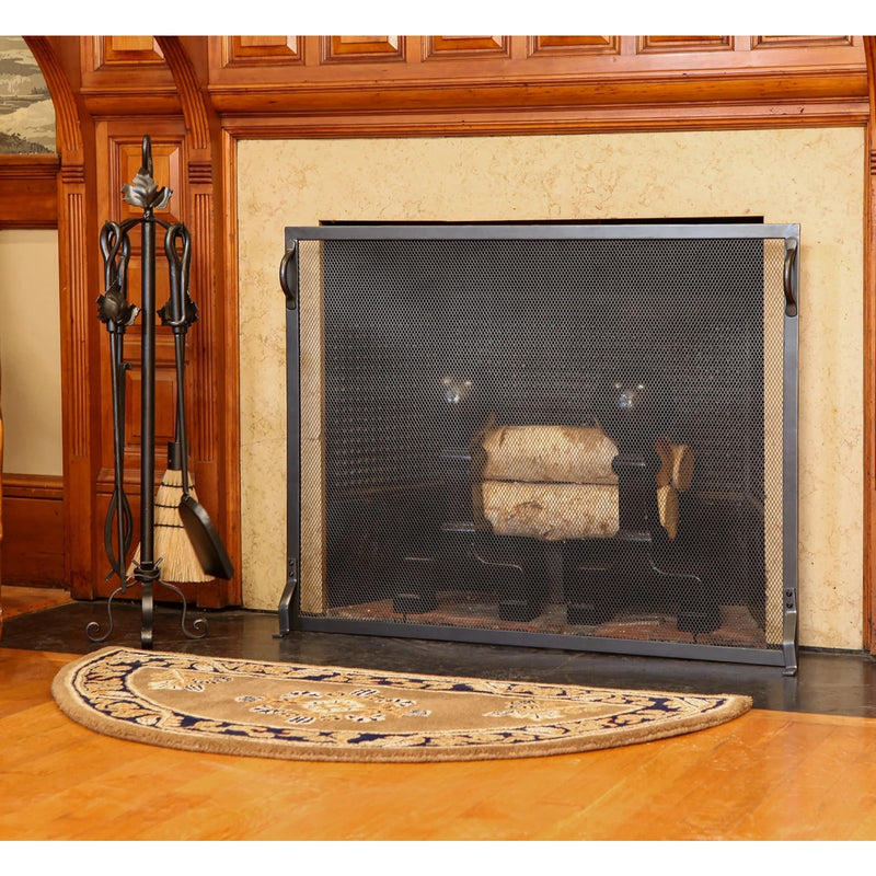 Minuteman International Colonial 50in x 36in Fireplace Screen | Graphite Wrought Iron Flat Screen | Living Room & Indoor-Outdoor | Model SS-5036