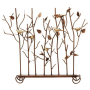 Minuteman International Birds Summer Screen | Rustic Wrought Iron Fireplace Screen with Gold-Tone Birds | Roman Bronze Powder Coat | Model SSB-01