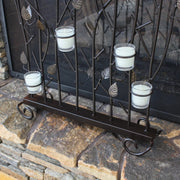 Minuteman International Summer Screen for Votives | Wrought Iron Roman Bronze with Gold Accents | Fireplace & Patio Decorative Screen | Model SSB-02