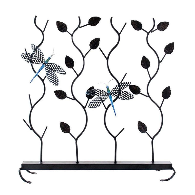 Minuteman International Dragonflies Summer Fireplace Screen 26in | Wrought Iron Black Powder Coated with Bronze and Blue Accents | Model SSB-04