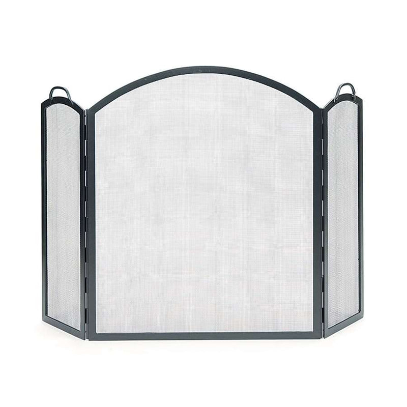 Minuteman International Arched Three-Panel Folding Fireplace Screen | Graphite Powder-Coated Wrought Iron | Living Room & Outdoor | Model SSS-05