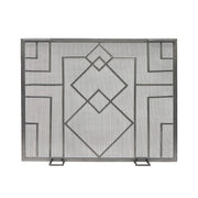ACHLA Minuteman International Wright Design Fireplace Screen 38in | Arts & Crafts Graphite Wrought Iron | Living Room & Hearth Safety | Model SSW-17