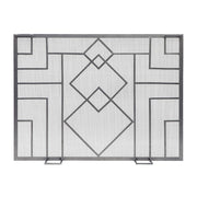 ACHLA Minuteman International 44in Wright Design Fireplace Screen | Arts & Crafts Graphite Wrought Iron | Living Room & Hearth | Model SSW-18