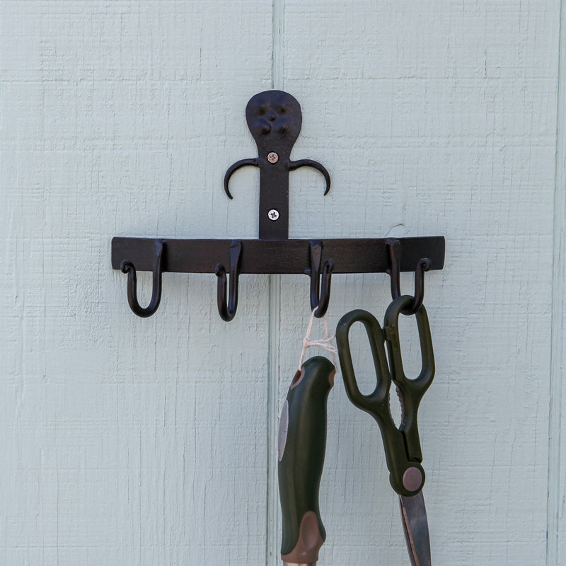 Minuteman International SWB-01 4-Hook Wall Bracket | Wrought Iron Black | Entryway & Mudroom Coat Rack | 10 x 4 x 5 in | Model SWB-01
