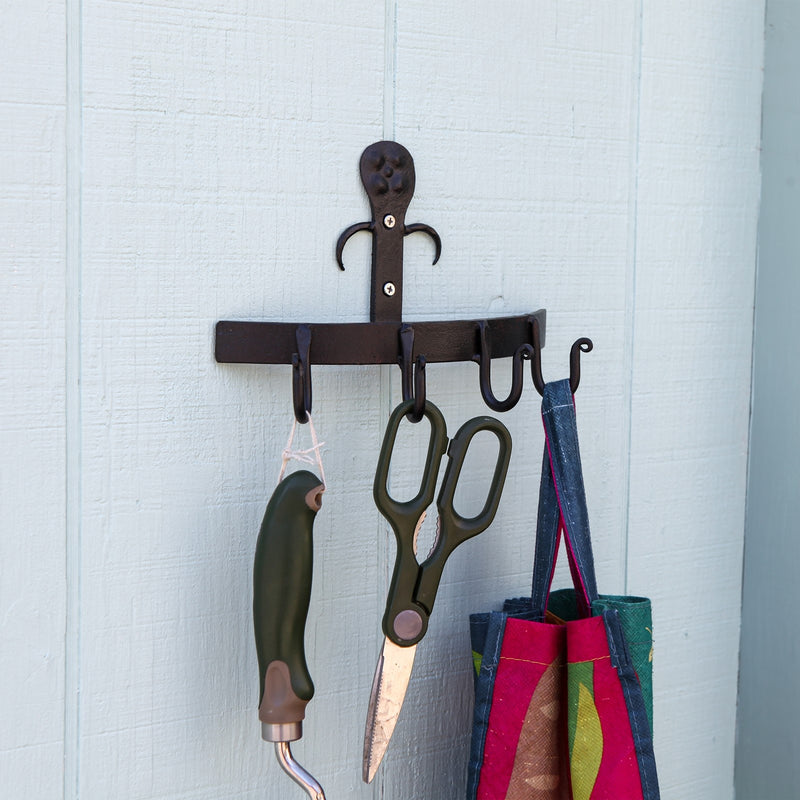 Minuteman International SWB-01 4-Hook Wall Bracket | Wrought Iron Black | Entryway & Mudroom Coat Rack | 10 x 4 x 5 in | Model SWB-01