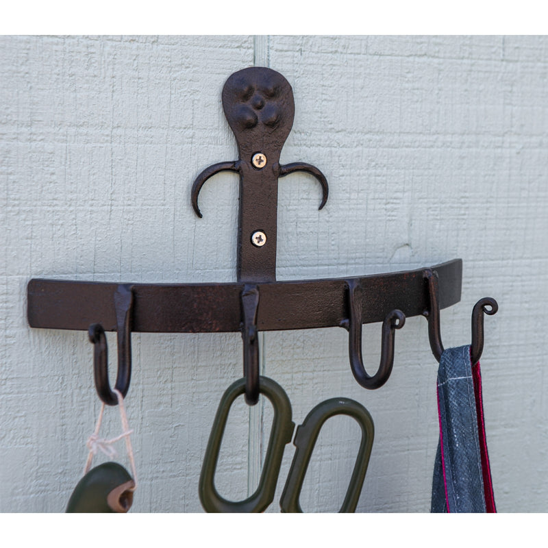 Minuteman International SWB-01 4-Hook Wall Bracket | Wrought Iron Black | Entryway & Mudroom Coat Rack | 10 x 4 x 5 in | Model SWB-01