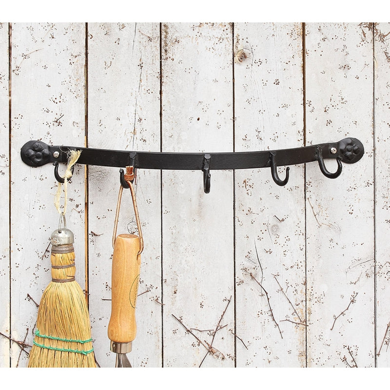 Minuteman International SWB-02 5-Hook Wall Bracket | Industrial Wrought Iron Black | Entryway & Mudroom Coat Rack | 19.5 x 4.5 x 2 in | Model SWB-02