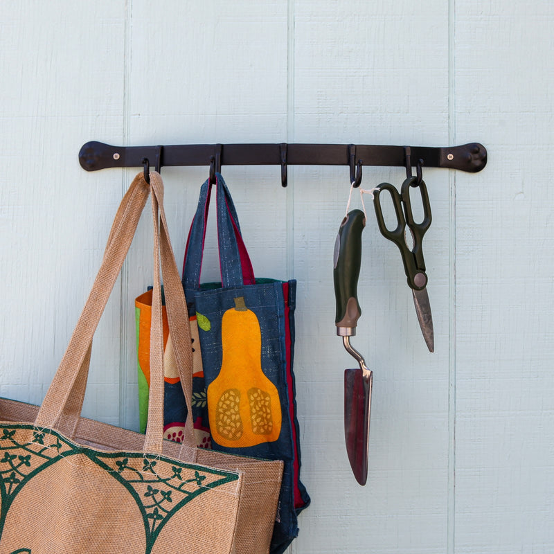Minuteman International SWB-02 5-Hook Wall Bracket | Industrial Wrought Iron Black | Entryway & Mudroom Coat Rack | 19.5 x 4.5 x 2 in | Model SWB-02