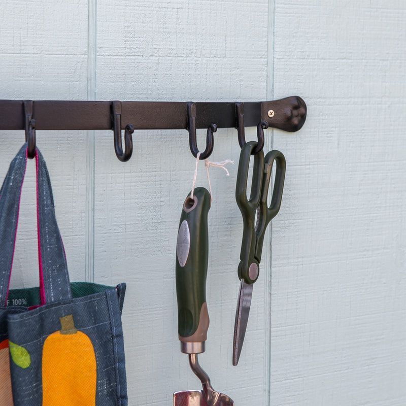 Minuteman International SWB-02 5-Hook Wall Bracket | Industrial Wrought Iron Black | Entryway & Mudroom Coat Rack | 19.5 x 4.5 x 2 in | Model SWB-02