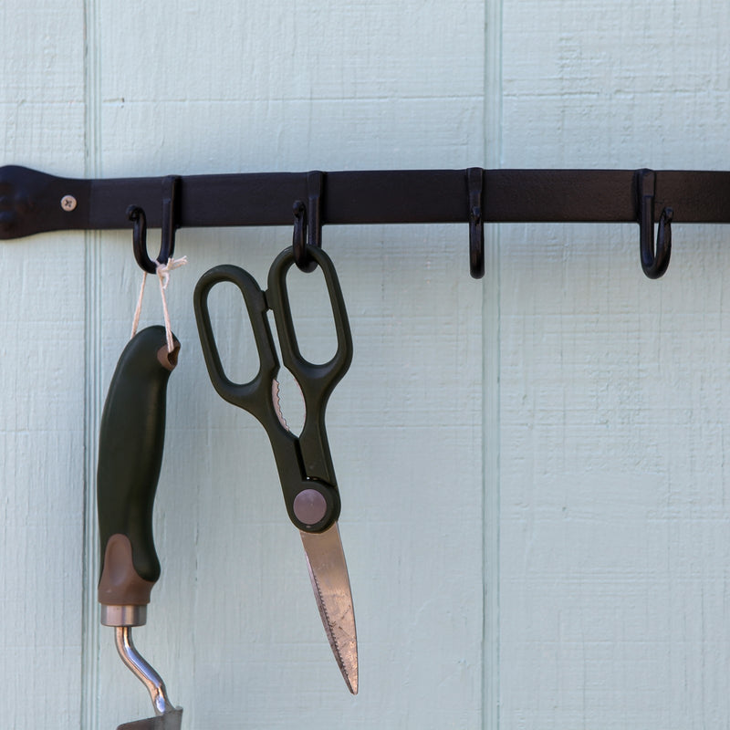 Minuteman International SWB-02 5-Hook Wall Bracket | Industrial Wrought Iron Black | Entryway & Mudroom Coat Rack | 19.5 x 4.5 x 2 in | Model SWB-02