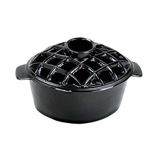 Minuteman International 2.2 Qt Enamel Steamer | Cast Iron with Black Baked Enamel | Stovetop & Fireplace Decor | 6.5 x 6.75 x 11 in | Model T-50-BK