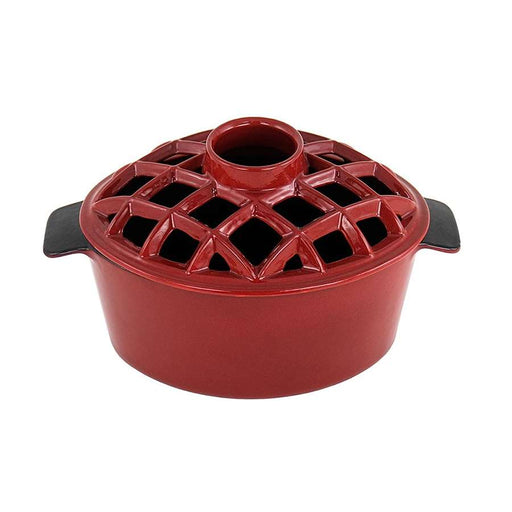 Minuteman International 2.2 Qt Enamel Steamer | Red Cast Iron with Lattice Top | Stovetop & Fireplace Decor | 6.75 x 6.5 x 11 in | Model T-50-R