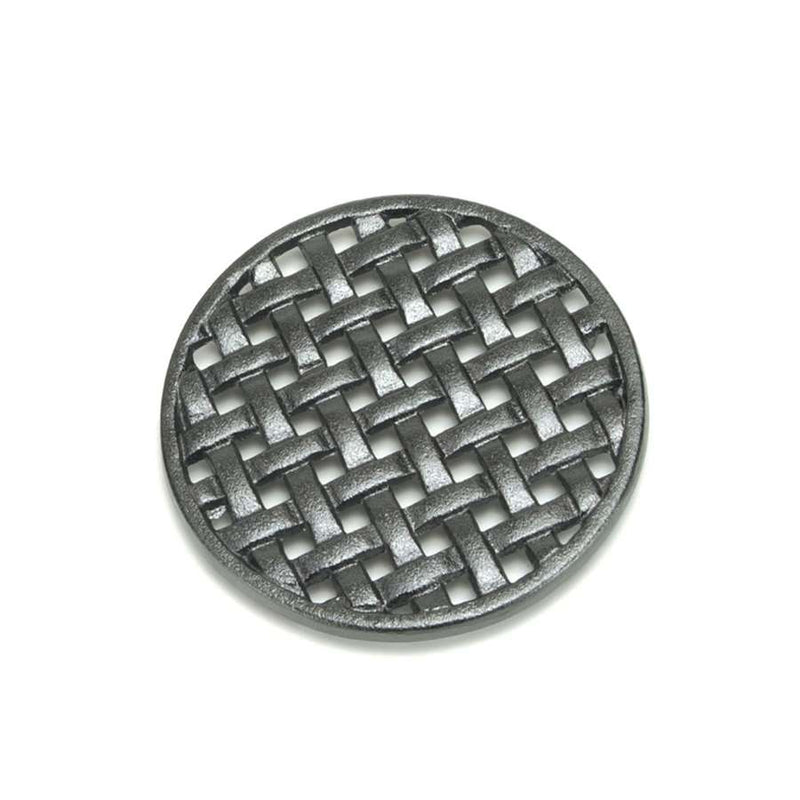 Minuteman International Cast Iron Round Trivet 6.5in | Matte Black Enamel Lattice | Stove Top & Countertop Kettle Protector | Model TWI-03