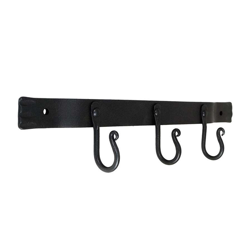 Minuteman International WH-03 Three-Hook Wall Bracket | Black Wrought Iron | Fireplace Tool & General Storage | 14 x 2 x 3 in | Model WH-03