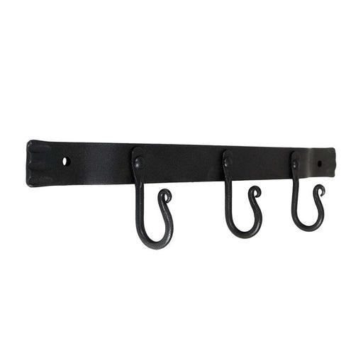 Minuteman International WH-03 Three-Hook Wall Bracket | Black Wrought Iron | Fireplace Tool & General Storage | 14 x 2 x 3 in | Model WH-03