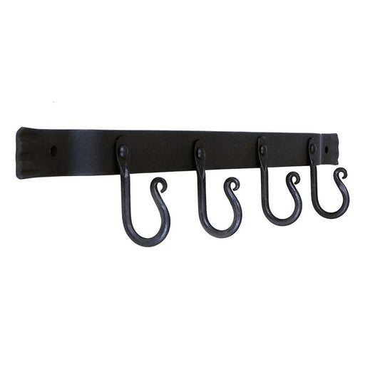 Minuteman International WH-04 Four-Hook Wall Bracket | Wrought Iron Black Powder Coated | Entryway & Hallway Coat Rack | 18 x 2 x 3 in | Model WH-04