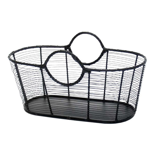 Minuteman International WI-08 Small Steel Wire Log Basket | Rustic Black Powder Coat | Hearth & Garden Firewood Carrier | Model WI-08