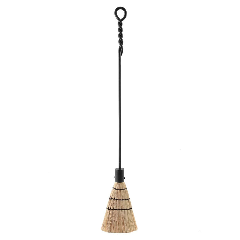 Minuteman International Standard Rope Design Brush 28in L | Wrought Iron Black Powder Coated | Fireplace & Hearth Tool | 28 x 1 x 4 in | Model WR-02B