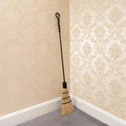 Minuteman International Standard Rope Design Brush 28in L | Wrought Iron Black Powder Coated | Fireplace & Hearth Tool | 28 x 1 x 4 in | Model WR-02B