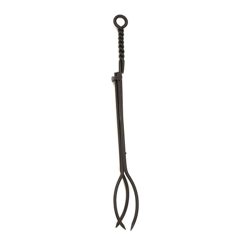 Minuteman International Standard Rope Design Tongs 28in | Black Wrought Iron Fireplace Tool | Indoor & Outdoor Fireplace | 28in L | Model WR-02T