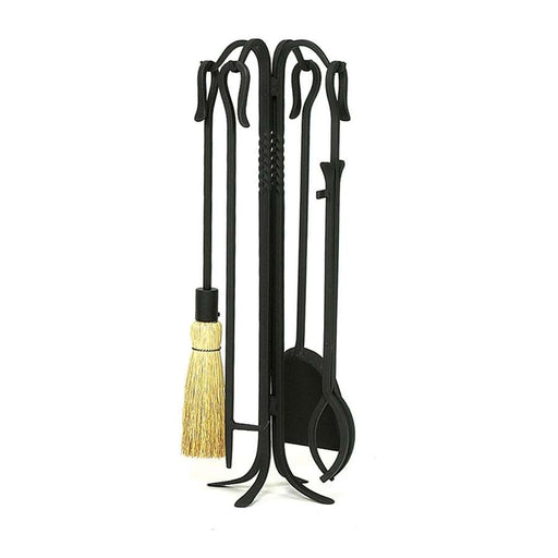 Minuteman International Shepherd's Hook III 5-Piece Fireplace Tool Set | Black Wrought Iron | Hearth & Living Room Fireplace | Model WR-21-26