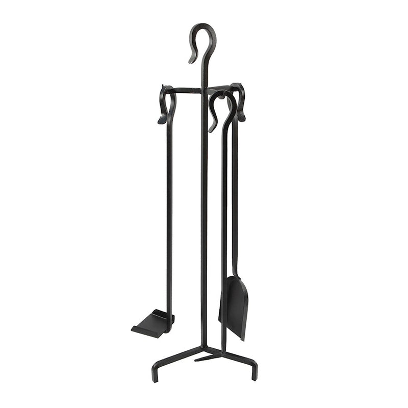 ACHLA Berlin 32in Fireplace Tool Set | Wrought Iron Black Powder Coating | Hearth & Woodstove Accessory | 9 x 9 x 32 in | Model WR-43